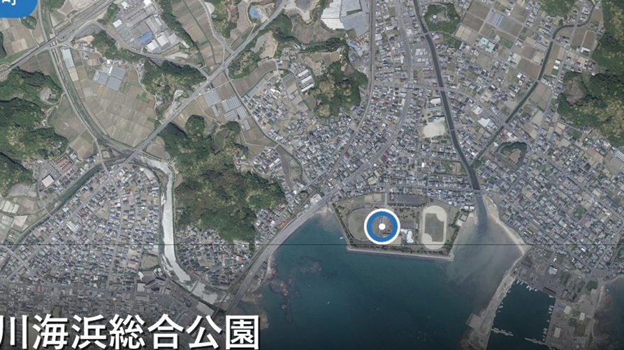 門川海浜総合公園周辺の空中写真