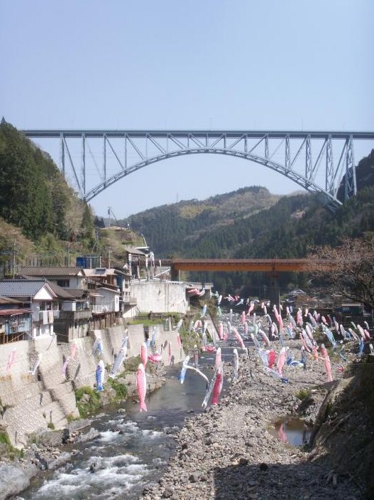 日之影川こいのぼり（青雲橋の下に泳ぐこいのぼり）