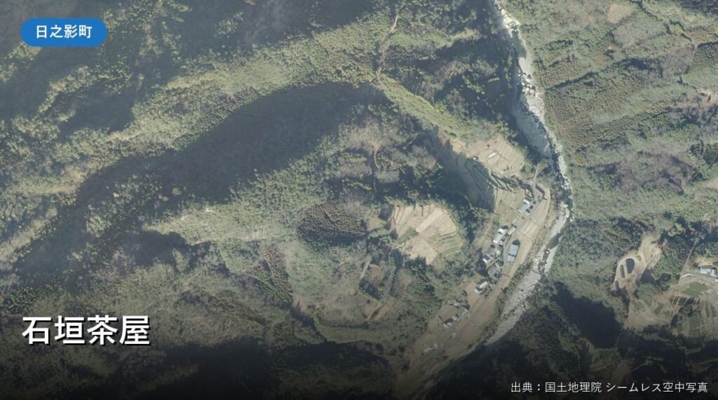 日之影町・石垣の村(戸川地区)付近の空中写真