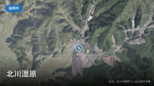 北川湿原付近（延岡市北川町）の空中写真