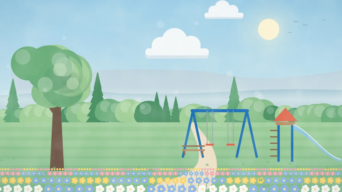 芝生の公園と遊具のイメージイラスト