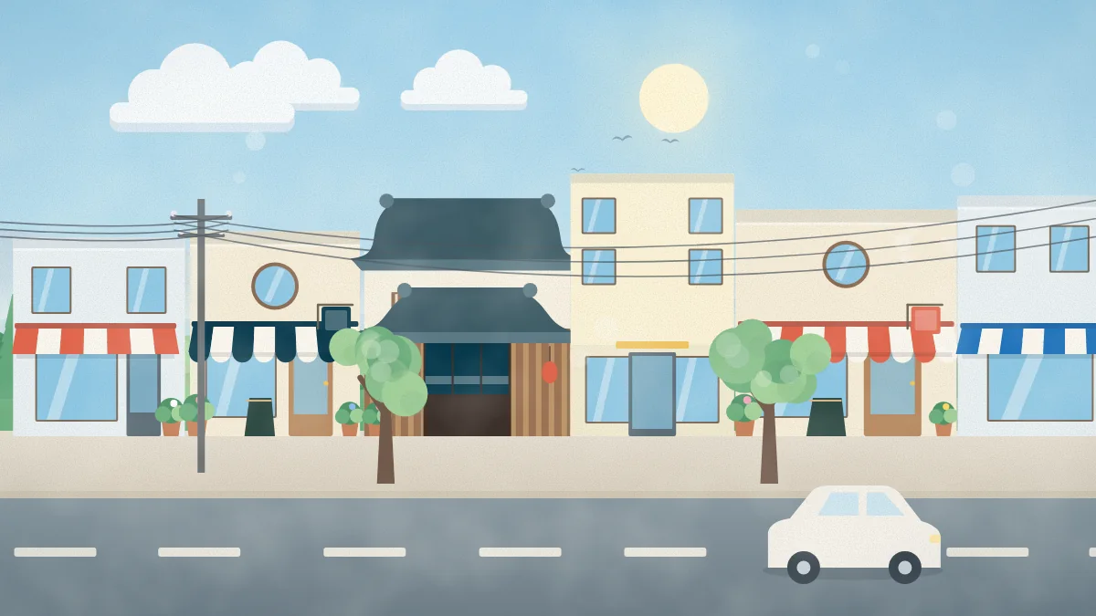 お店が並ぶ通りのイメージイラスト