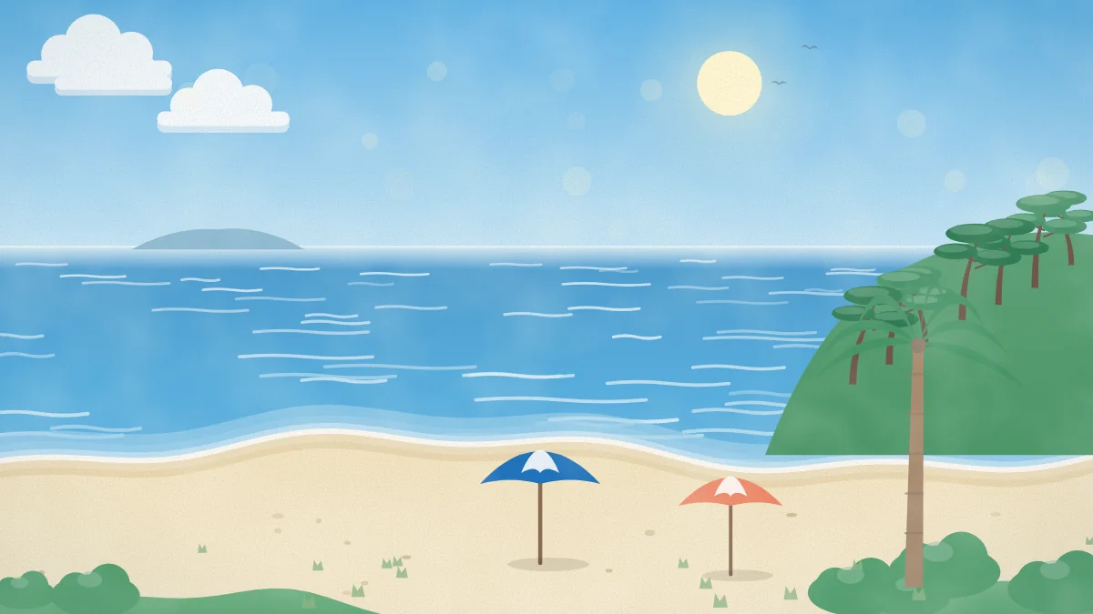 夏の砂浜と海のイメージイラスト