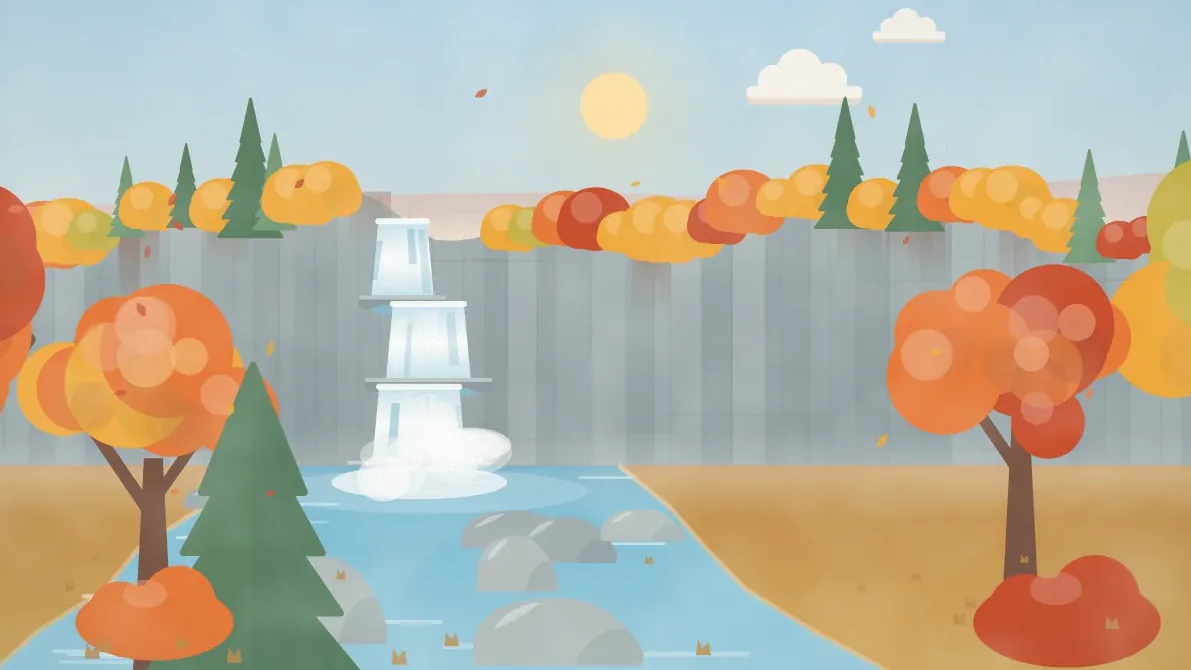 滝と紅葉のイメージイラスト