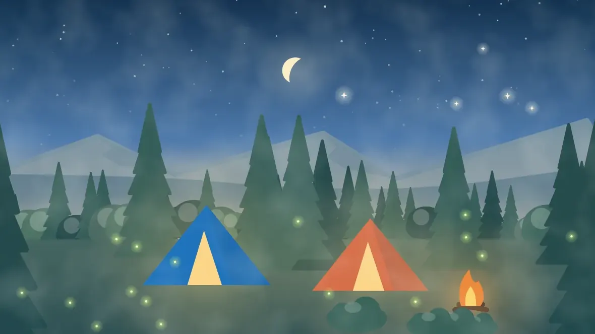 夜のキャンプ場のイメージイラスト