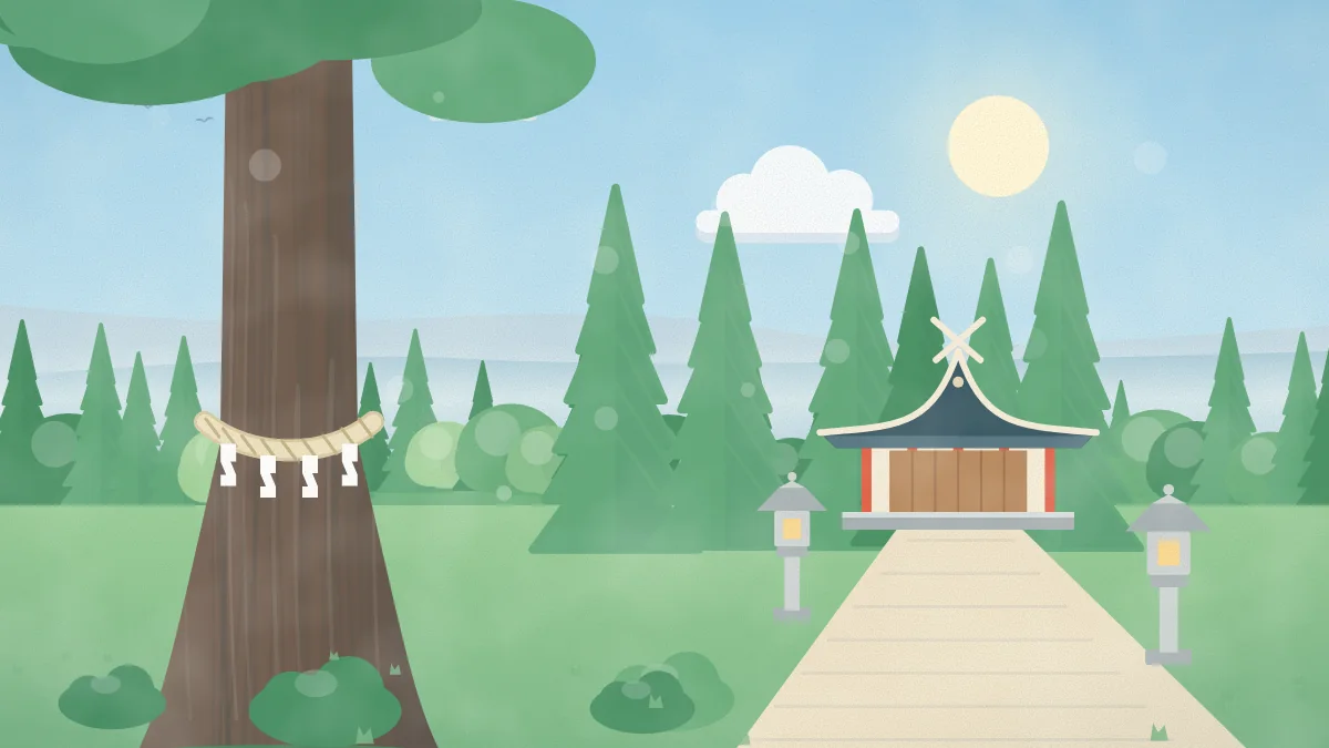 木立の中の神社のイメージイラスト