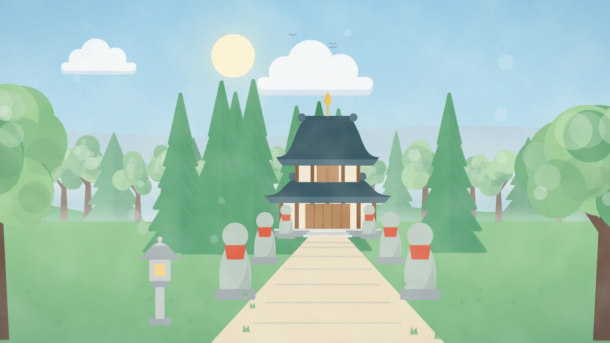 参道とお堂とお地蔵さまのイメージイラスト