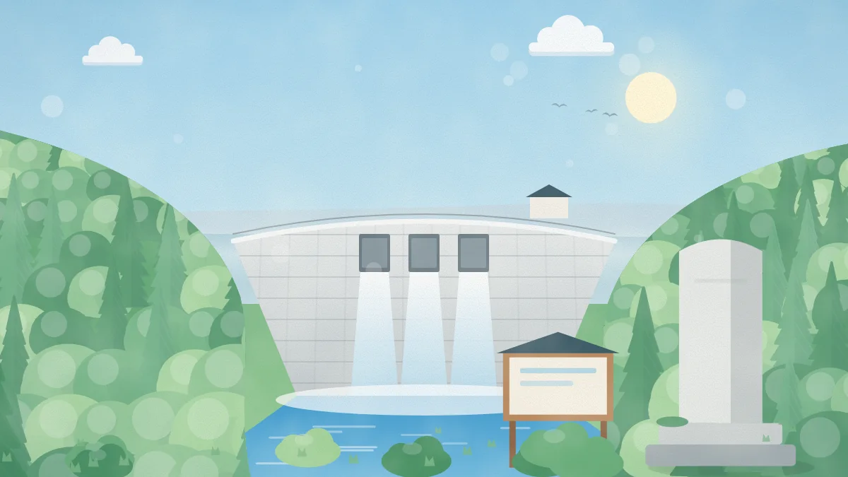 ダムと湖と山のイメージイラスト