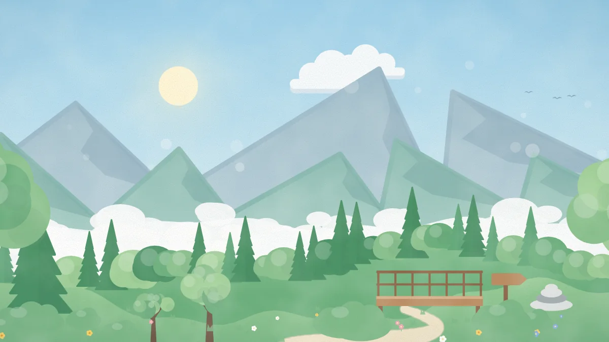 山並みと展望デッキのイメージイラスト