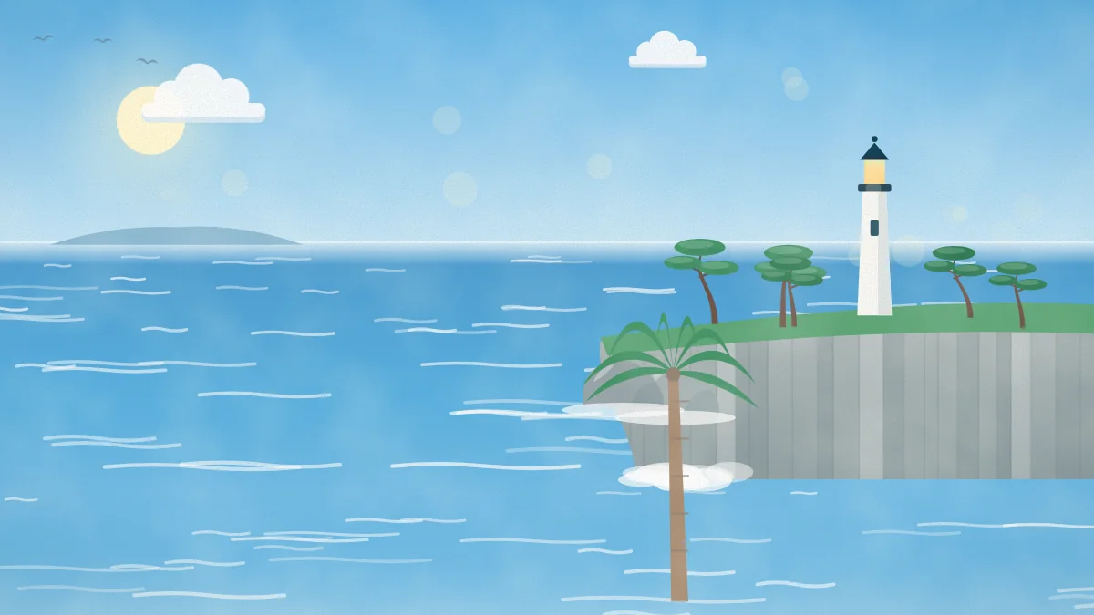 岬の断崖と青い海のイメージイラスト