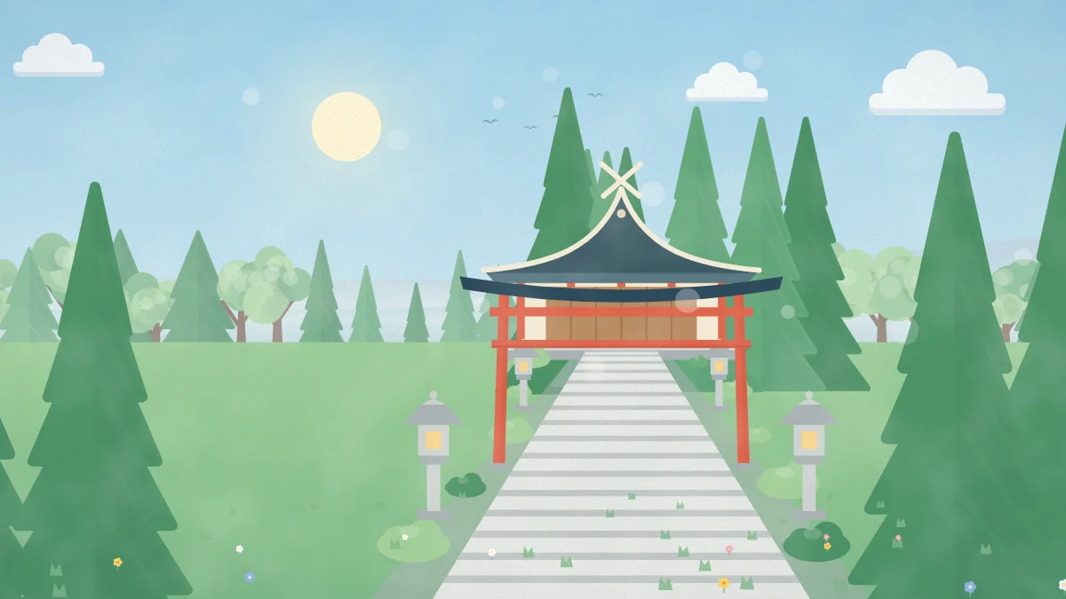 石段と鳥居と社殿のイメージイラスト