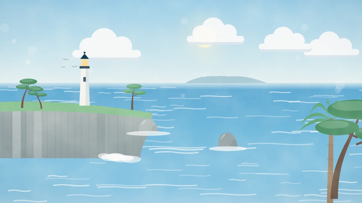 岬の灯台と、広がる青い海のイメージイラスト