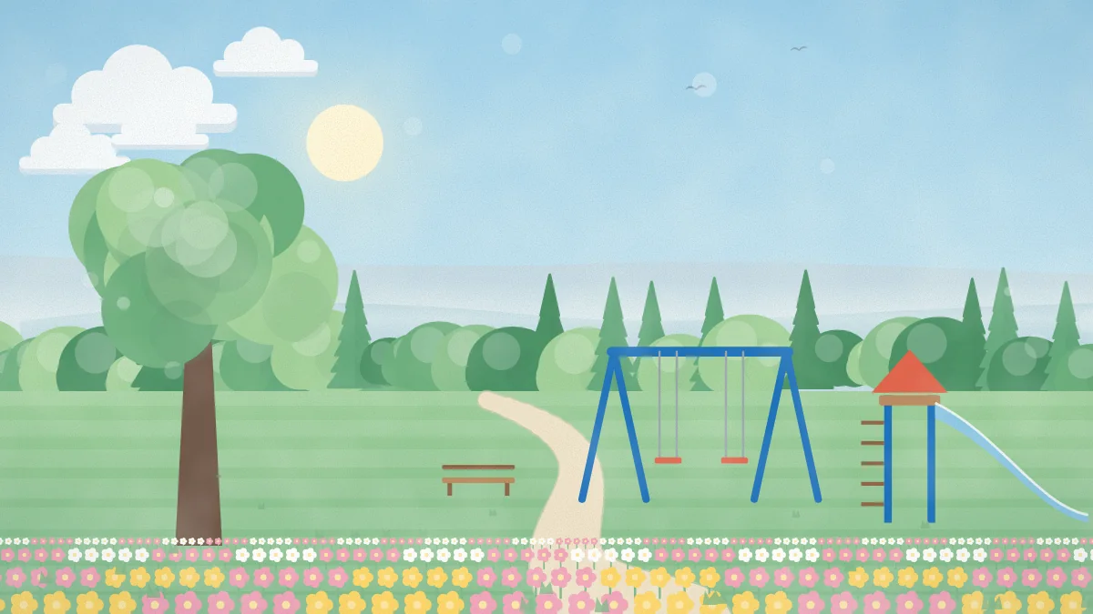 ブランコと遊具がある広場のイメージイラスト