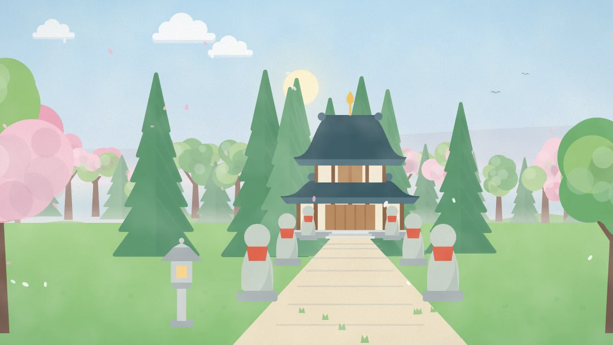 お寺とお地蔵さんのイメージイラスト