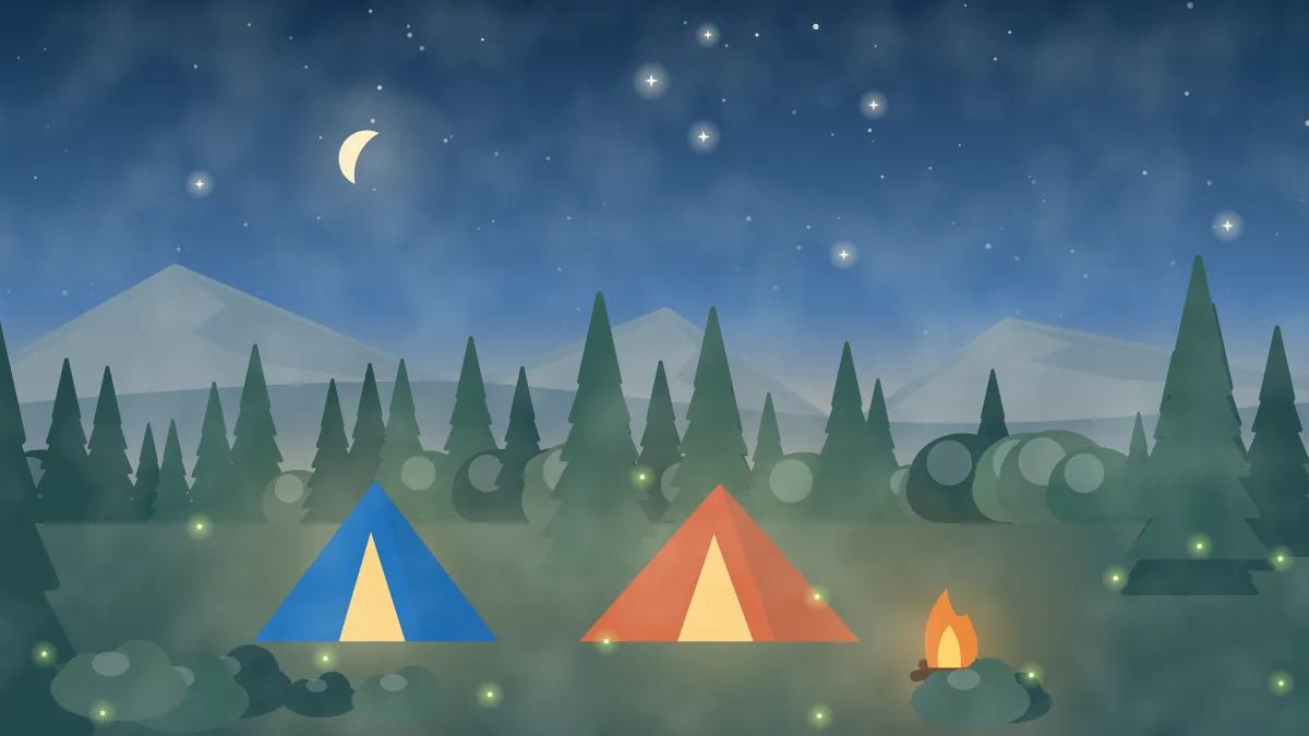 夜空の下のテントのイメージイラスト