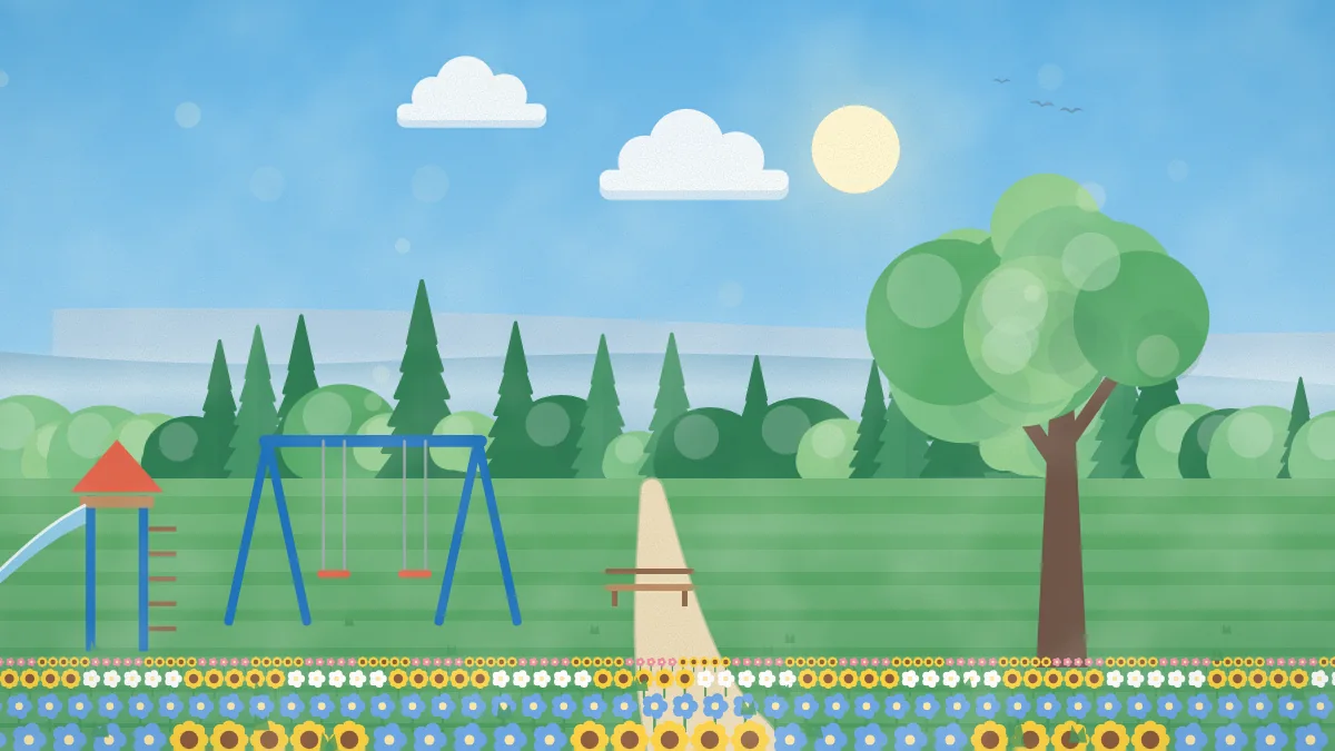 夏の公園と遊具のイメージイラスト