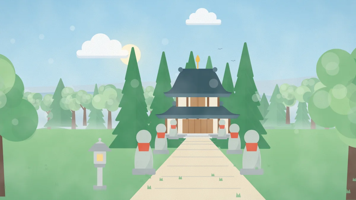 参道のお堂とお地蔵さまのイメージイラスト