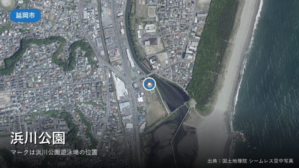 浜川公園遊泳場周辺の空中写真(国土地理院)