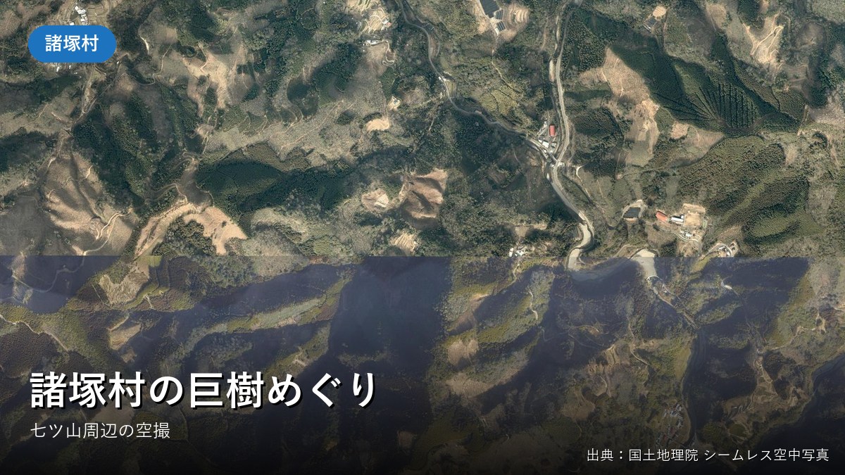 諸塚村七ツ山周辺の空中写真