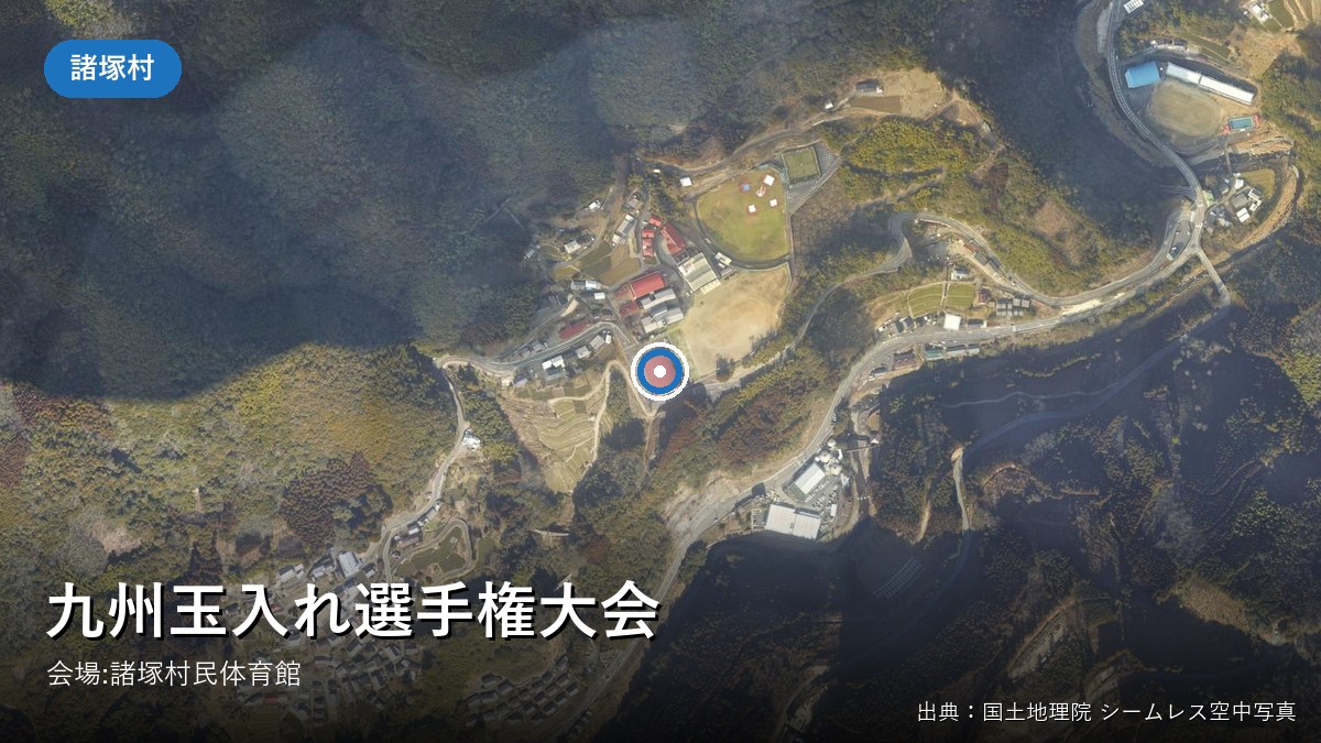 諸塚村民体育館周辺の空中写真