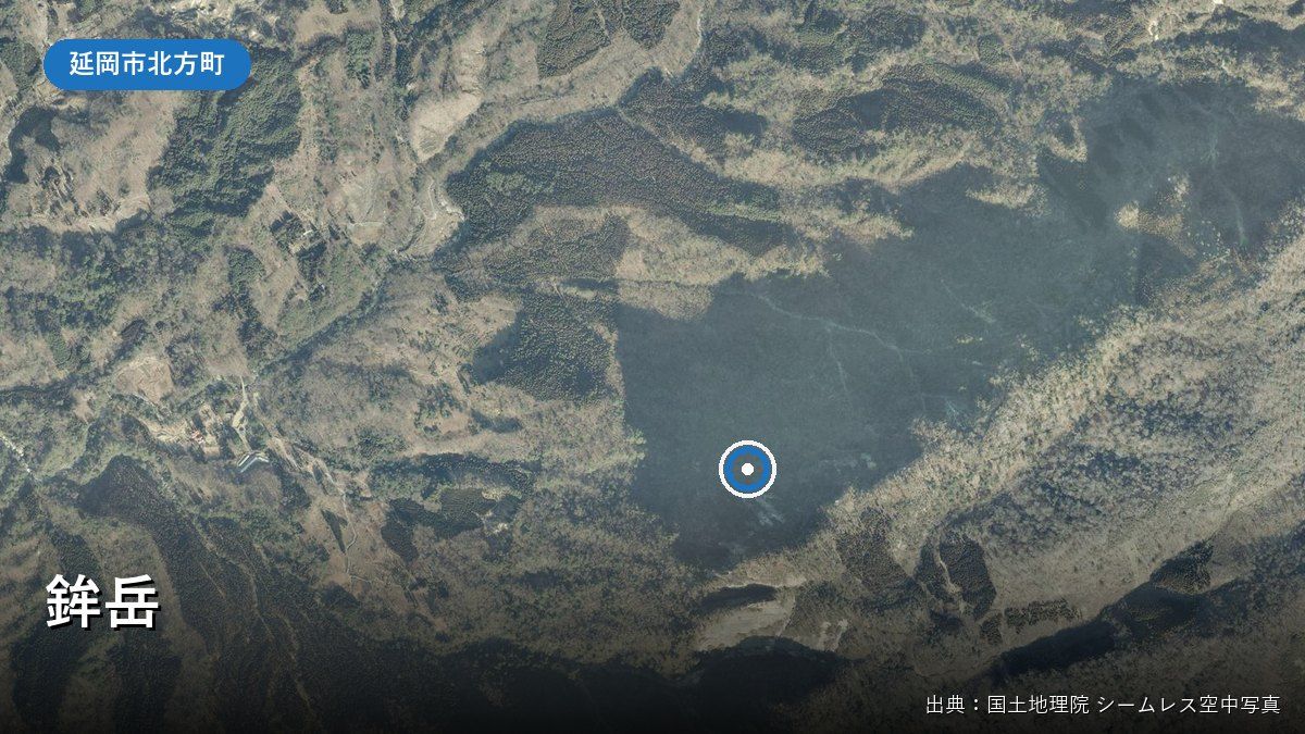 鉾岳（延岡市北方町上鹿川）付近の空中写真