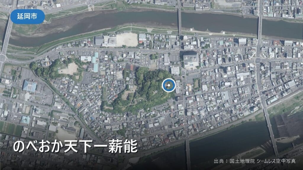 延岡城址（延岡市）付近の空中写真