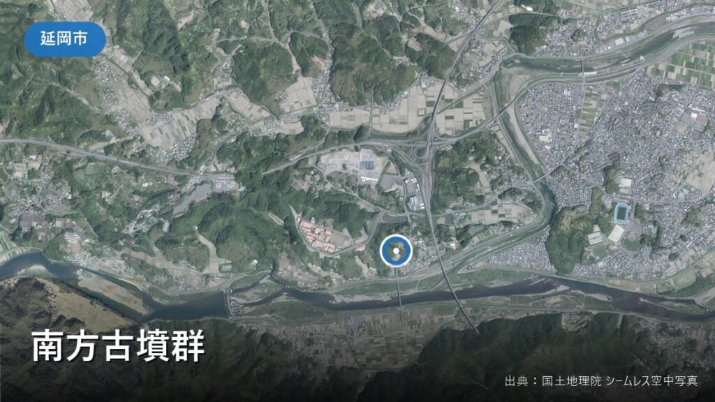 南方古墳群（延岡市大貫町・吉野町・天下町）付近の空中写真