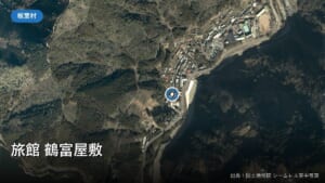 椎葉村下福良・旅館 鶴富屋敷付近の空中写真